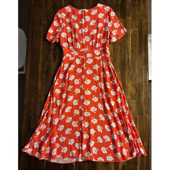 Boden Anthropologie Women’s 6 Dress Midi Fit Flare Short Sleeve Floral Pockets - Picture 2 of 12